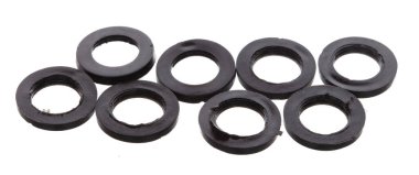 Sanayi ve Tamir için lastik O-Ring, o halka contalar birleşik basınca ve makine bileşeninden sızıntıyı önlemek için. Su tesisatı yapımında kullanılan siyah kauçuk halkalar. Beyaz arkaplan izole