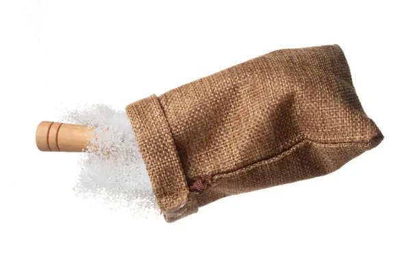 Pure Refined Sugar Sack Bag Flying Explosion White Crystal Sugar — Stock fotografie