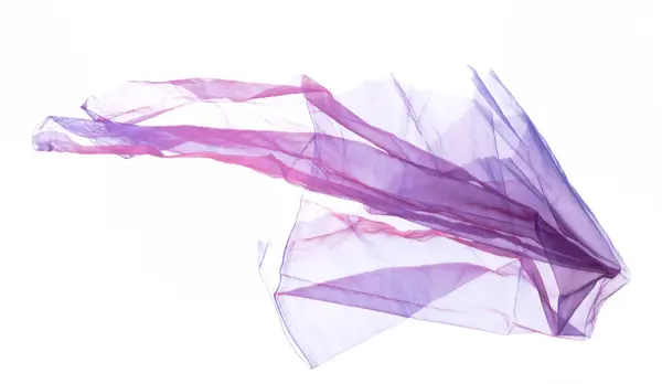 Purple Violet Organza Fabric Flying Curve Shape Piece Textile Blue — Stock Photo, Image