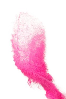 Pembe Kum Fırtınası Çölü 'nün etrafında rüzgar esintisi dönüyor. Pembe kum fırtınası ve şiddetli rüzgar. Etrafında ince kum çemberi, beyaz arkaplan izole edilmiş atık parçacık element nesnesi