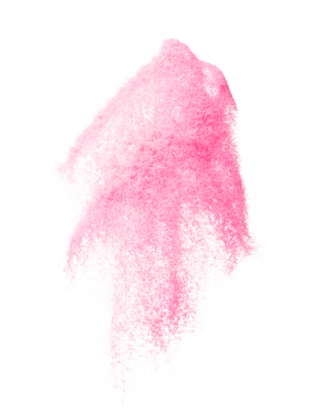 Küçük ölçekli pembe kum uçan patlama, tatlı kum tanecikleri patlar. Soyut bulut sineği. Pembe renkli kum serpintisi hava veriyor. Beyaz arka plan izole edilmiş yüksek hız deklanşörü, dondurucu atış