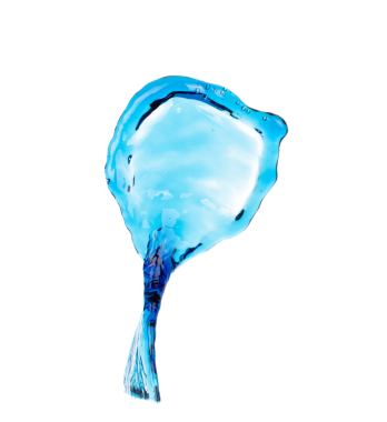 Shape form droplet of blue Water splashes into drop water line tube attack fluttering in air and stop motion freeze shot. Splash blue Water texture graphic resource elements, White background isolated