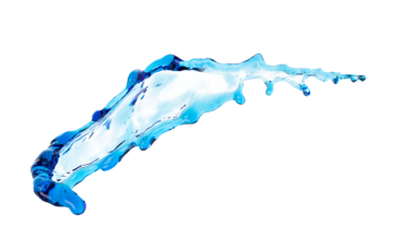 Shape form droplet of blue Water splashes into drop water line tube attack fluttering in air and stop motion freeze shot. Splash blue Water texture graphic resource elements, White background isolated