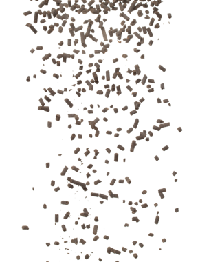 Fertilizer Organic natural fly fall explosion, tube compost fertilizer for planting float in air. Organic fertilizer throw in mid air. White background isolated high speed freeze motion