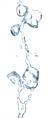 Ice Cubes explosion flying, crystal clear ice wave floating, fall down in air. Ice Brick block cube is frozen water healthy thirsty. White background Isolated high speed shutter, freeze stop motion