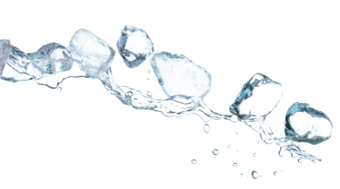 Ice Cubes explosion flying, crystal clear ice wave floating, fall down in air. Ice Brick block cube is frozen water healthy thirsty. White background Isolated high speed shutter, freeze stop motion