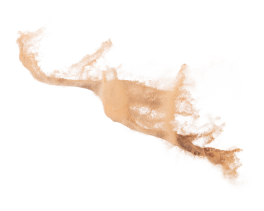 Small Fine size Sand flying explosion, Golden grain wave explode. Abstract cloud fly. Yellow colored sand splash throwing Air. White background Isolated high speed shutter, throwing freeze stop motion