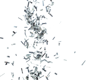 Gümüş Konfeti folyosu yere düşüyor. Gümüş Konfeti Foil patlaması, soyut bulut sineği. Birçok Parti simleri birçok grupta dağılır. Beyaz arkaplan yüksek hız deklanşör dondurma hareketini izole etti