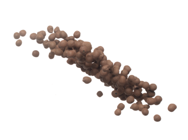 Clay Drainage 'ın büyük topu yere düştü ve havada patladı. Clay Drainage topu şekil biçimi şeklinde bir patlamayla sıçradı. Beyaz arkaplan yüksek hız deklanşör dondurma hareketini izole etti