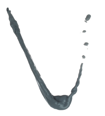 Havada uçuşan gri boya sıvısı. Gri Çamur kirli su rengi toprak dökülüyor, patlama şekil değiştirip damlacıklar halinde yüzüyor. Beyaz arkaplan izole edilmiş yüksek hız deklanşörü