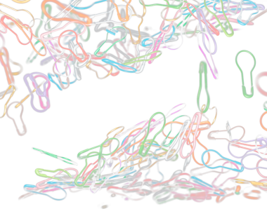 Moda Güvenliği broşu döküldü, havaya uçtu. Birçok güvenlik iğnesi, yüzen grupta büyük renkli sıçrama sinekleri. Siyah arkaplan izole edilmiş dondurucu hareket