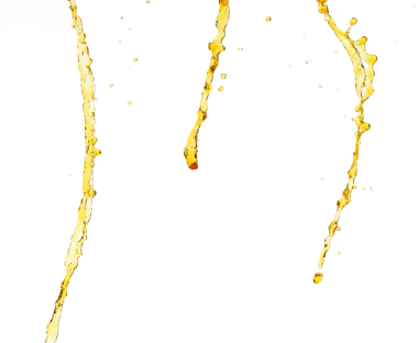 Portakal, limon suyu ya da yağ damlası, sıvı sarı içecek damlaları. Meyve suyu elementleri sıraya dizildi. Taze sıçrama ve akış, beyaz arkaplan izole edilmiş ikinci görüntü serisi