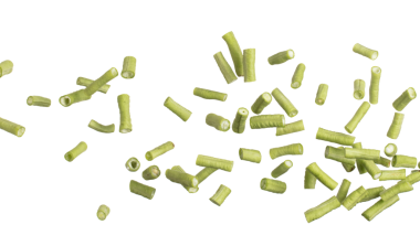 Chopped Long yard bean fly explosion, Cut green long beans for food cooking float in air. Raw slice long yard bean throw in mid air as food material. White background isolated high speed freeze motion