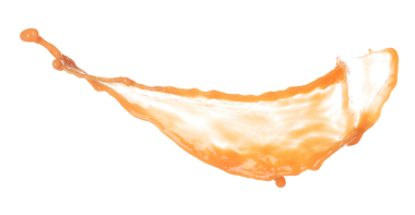 Portakal Suyu şekil olarak aşağı dökülüyor. Havada portakal suyu gibi dalgalanan bir patlama. Sıvı su damlası gibi sıçrıyor. Beyaz arkaplan izole edildi, dur hareketsiz çekim.