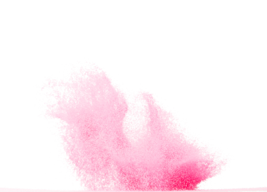 Küçük ölçekli pembe kum uçan patlama, tatlı kum tanecikleri patlar. Soyut bulut sineği. Pembe renkli kum serpintisi hava veriyor. Beyaz arka plan izole edilmiş yüksek hız deklanşörü, dondurucu atış