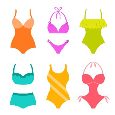  Kadın plaj kıyafetleriyle dolu. El yapımı yaz koleksiyonu: mayo, bikini, monokini. Şık mayo tasarımı. 