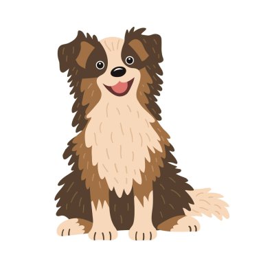 Şirin köpek bakıcılığı. El çizimi. Düz stil. Vektör illüstrasyonu.