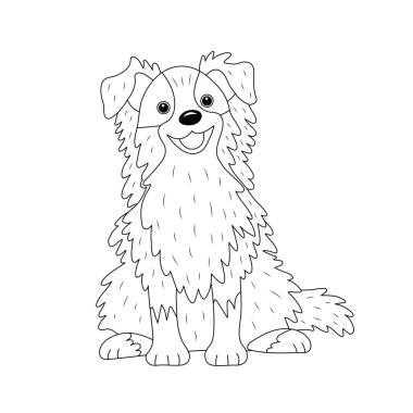 Şirin köpek bakıcılığı. El çizimi. Taslak çizim. Çocuklar için boyama.