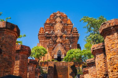 Ponagar Tower in the middle of Nha Trang city, Khanh Hoa province, Vietnam. is a historical site and also a famous tourist destination in Vietnam. clipart