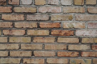 Antika tuğla duvar arka planı, kırmızı tuğla duvarlı yüzey. Kırmızı tuğla duvarın desenli arka planı.