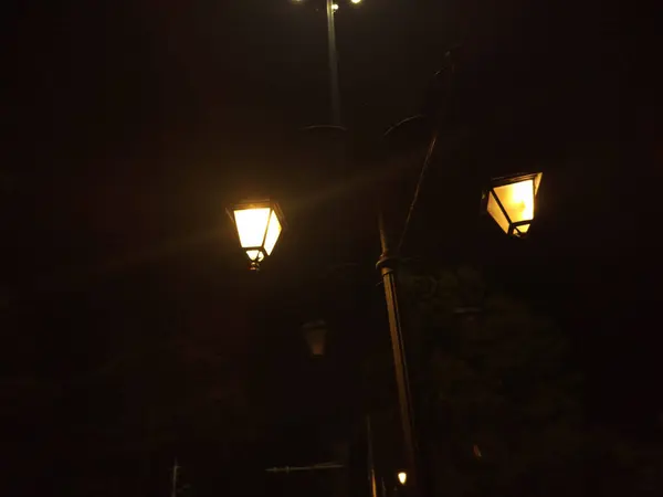 Gece yarısı Shimla AVM yolunda fener ışığı.