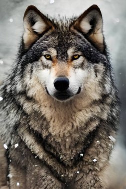 close-up of a wolf in the wild in winter clipart