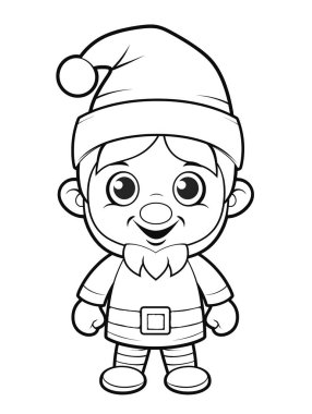Noel şapkalı şirin küçük çocuk vektör çizim grafikleri çiziyor.