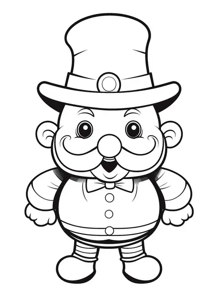 coloring book with cartoon character of leprechaun on white background