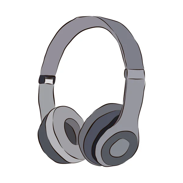 Wireless Headphones Gray Color White Background Big Professional Headphones — Stock Vector