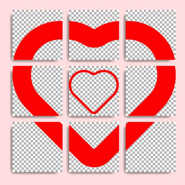 Post Voor Instagram Met Harten Voor Valentijnsdag Liefdesverklaring Valentijnconcept — Stockvector