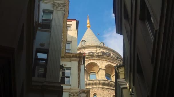 Galata Toren Het Historische Centrum Van Istanbul Zicht Toren Vogels — Stockvideo