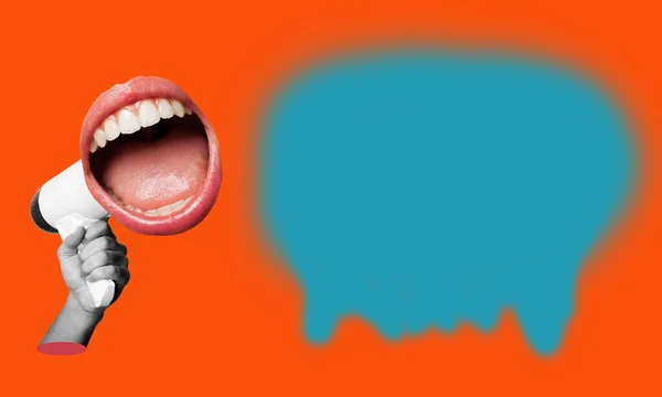 Emale Mouth Screaming Megaphone Background Modern Design Modern Creative Art — Stock Photo, Image