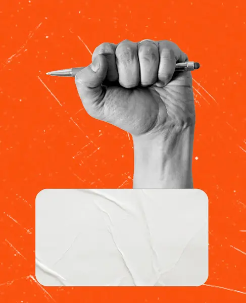 Zakenman Met Een Pen Zijn Vuist Business Targeting Concept Art — Stockfoto
