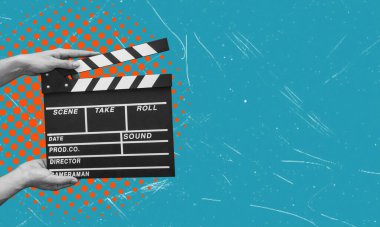 El çırpması tutmalar, stüdyoda film çekmeler. Alkışların film üretimi. Eylem, tiyatro günü, kopyalama alanı.