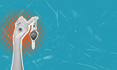 Araba almak, araba satmak, araba alıp satmak, anahtarlarla el ele. Araba satın alma fikri..