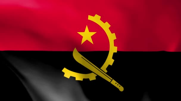 Σημαία Της Αγκόλας Κυματίζει Στον Άνεμο Έννοια Του Πατριωτισμού Και — Αρχείο Βίντεο