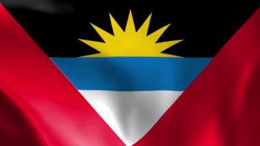 Antigua ve Barbuda bayrağı rüzgarda dalgalanıyor. detaylı kumaş dokusu. Kusursuz döngülü animasyon.