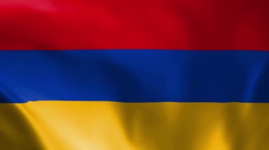 Rüzgarda dalgalanan Ermeni bayrağı. detaylı kumaş dokusu. Kusursuz döngülü animasyon.