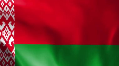 Beyaz Rusya bayrağı rüzgarda dalgalanıyor. detaylı kumaş dokusu. Kusursuz döngülü animasyon.