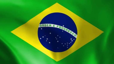 Brezilya bayrağı rüzgarda dalgalanıyor. detaylı kumaş dokusu. Kusursuz döngülü animasyon.