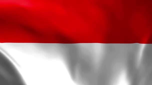 Indonesisk Flagga Fladdrar Vinden Detaljerad Textur Tyg Sömlös Loopas Animation — Stockvideo