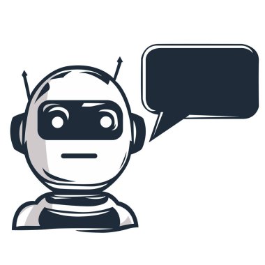 Mesaj balonlu bir sohbet robotu simgesi. Sohbet robotu yardımcısı konsepti.