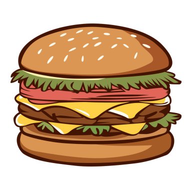 Lezzetli ve doyurucu bir burger. Lezzetli ve sağlıksız yemek kavramı..