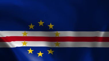 Cape Verde bayrağı rüzgarda dalgalanıyor. detaylı kumaş dokusu. Kusursuz döngülü animasyon.