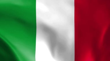 Rüzgarda dalgalanan İtalyan bayrağı. detaylı kumaş dokusu. Kusursuz döngülü animasyon.
