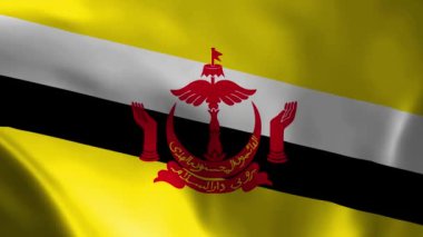 Brunei bayrağı rüzgarda dalgalanıyor. detaylı kumaş dokusu. Kusursuz döngülü animasyon.