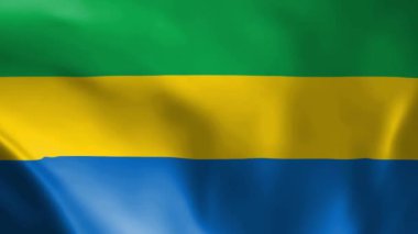 Gabon bayrağı rüzgarda dalgalanıyor. detaylı kumaş dokusu. Kusursuz döngülü animasyon.