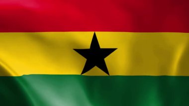 Gana bayrağı rüzgarda dalgalanıyor. detaylı kumaş dokusu. Kusursuz döngülü animasyon.