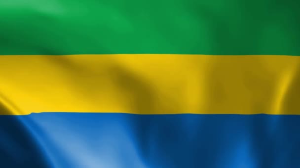 Gabon Flag Fluttering Wind Detailed Fabric Texture Seamless Looped Animation — Stock Video