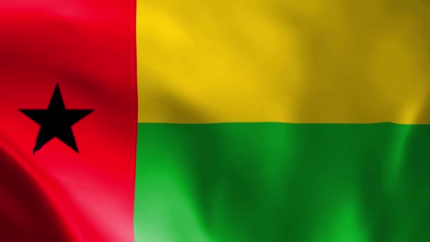 Větru Vlaje Vlajka Guineje Bissau Detailní Textura Tkaniny Bezešvé Smyčkové — Stock video